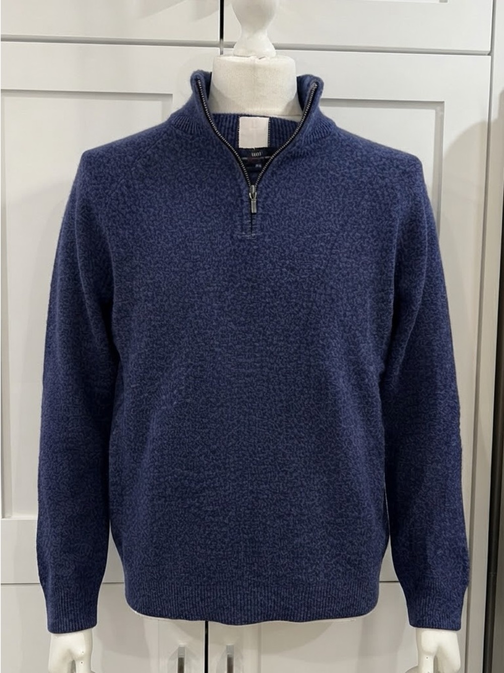 100% Lambswool Classic Half-Zip Men's Sweater in Navy
